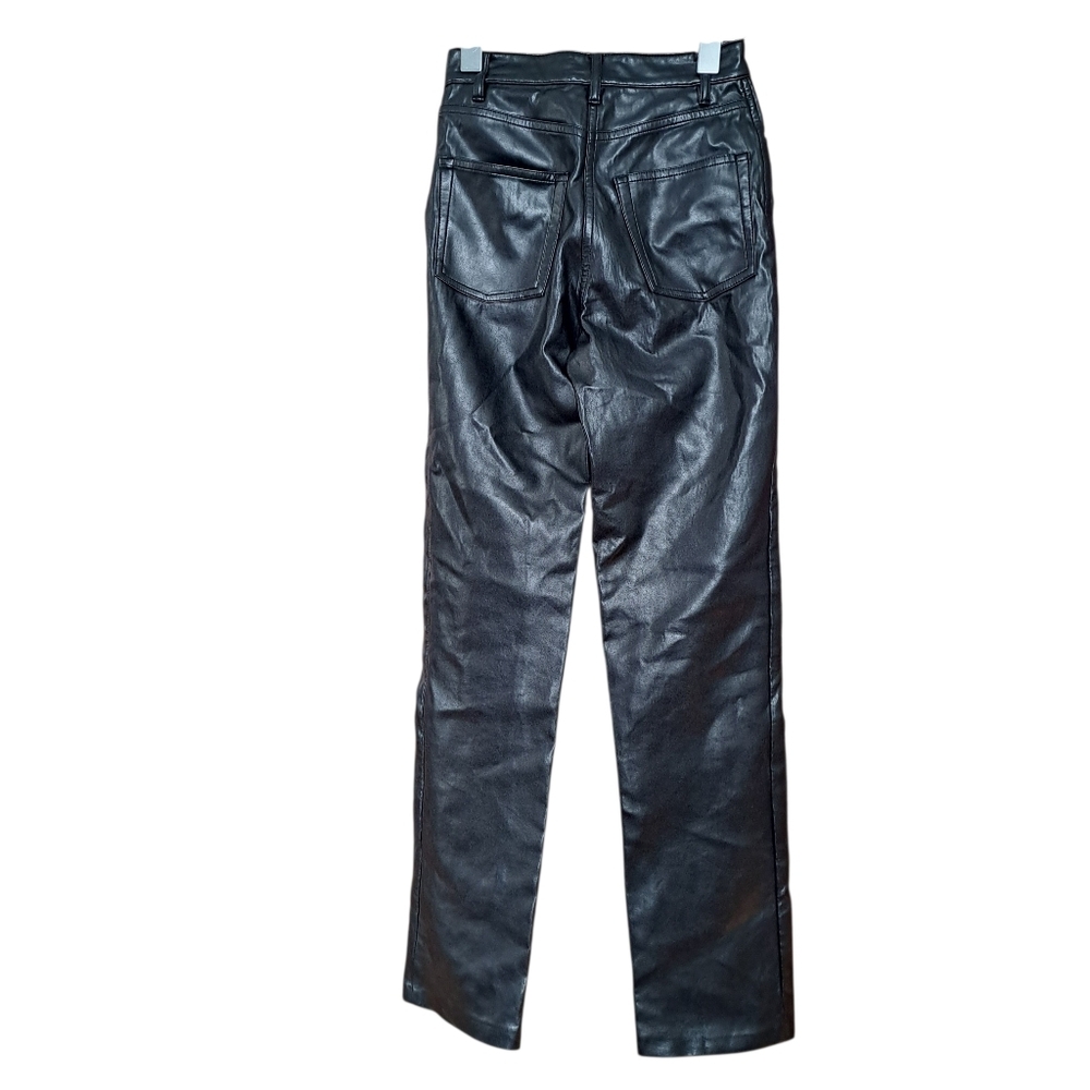 Wilfred Aritzia Black Faux Leather Pants | Size 00 | High Rise Straight Leg - Picture 2 of 10